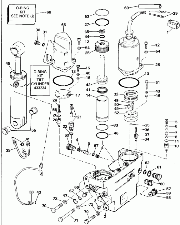�������� ����� ������� E300CXEND 1992  - wer Trim/tilt Hydraulic Assembly - wer Trim / tilt Hydraulic Assembly