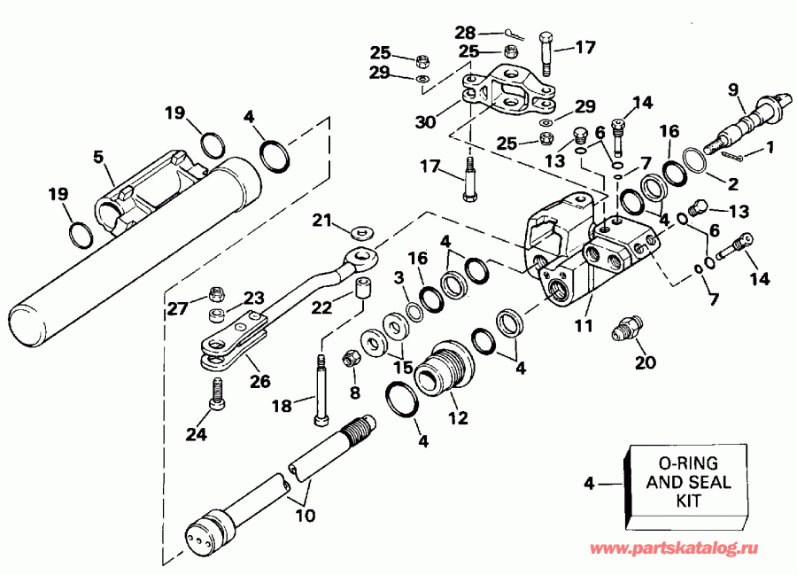 ��������� ����� Evinrude E300PXEND 1992  - linder & ������ Assembly