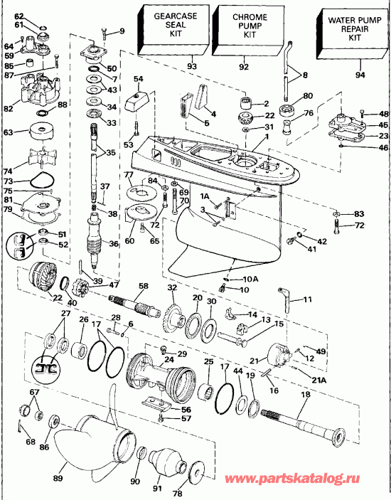 ��������� ����� Evinrude E300PXEND 1992  - Counter Rotation - �������� ��������