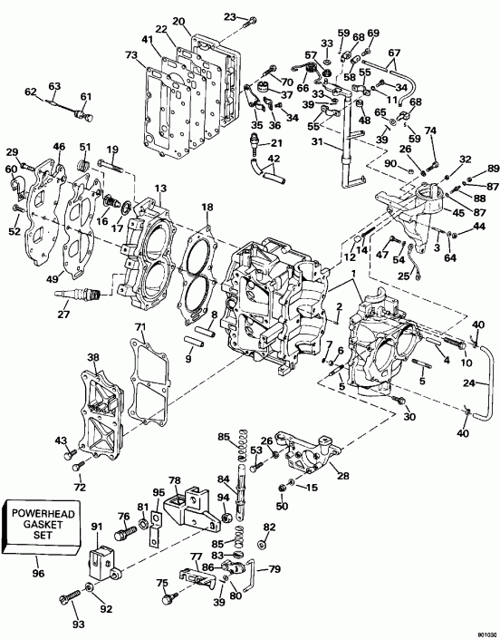����� EVINRUDE E30TEENR 1992  - linder & Crankcase