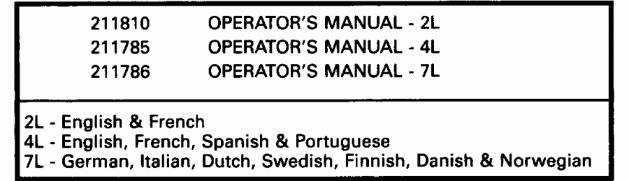 ����� EVINRUDE E30TEENR 1992  - terature Chart - terature Chart