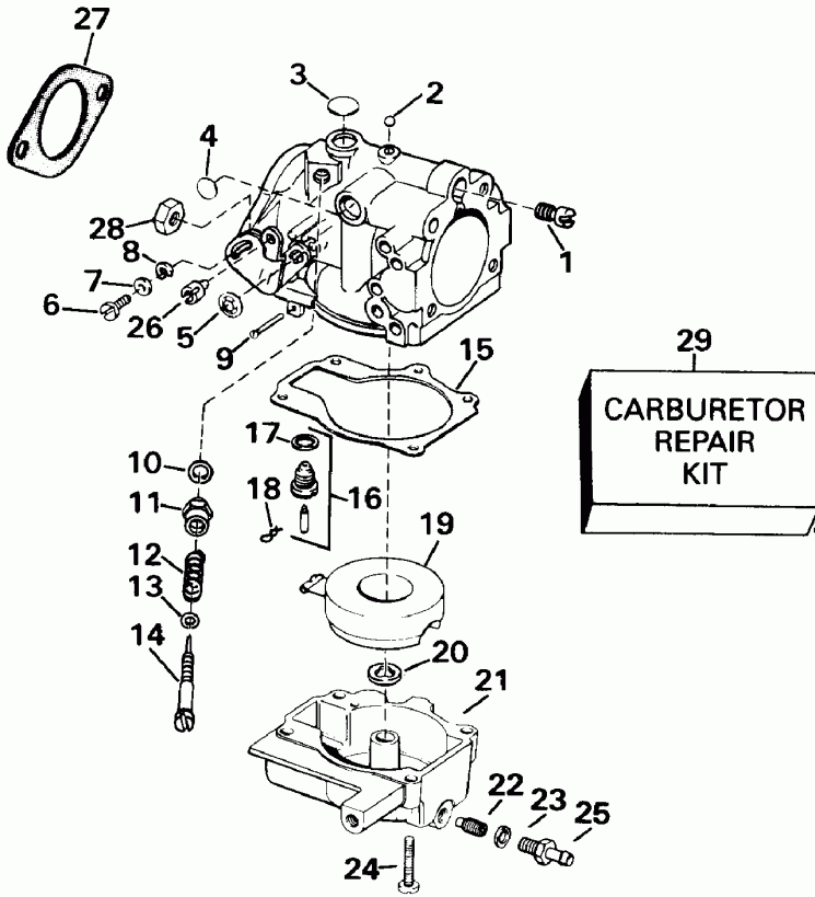�������� ��������� ����� EVINRUDE E30TELENR 1992  - rburetor / rburetor