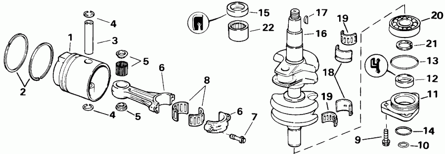 ��������� �������� ����� ������� E35RENR 1992  - ankshaft & Piston