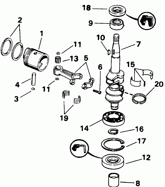  EVINRUDE E3RENM 1992  - ank��� & ������� / ankshaft & Piston