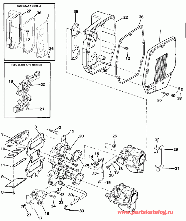 �������� ����� EVINRUDE E40ELENM 1992  - take Manifold - take ���������