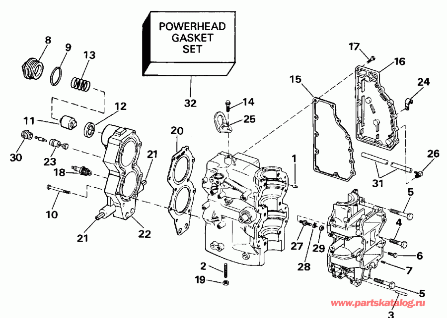 ��������� �������� ����� EVINRUDE E40RENM 1992  - linder & Crankcase
