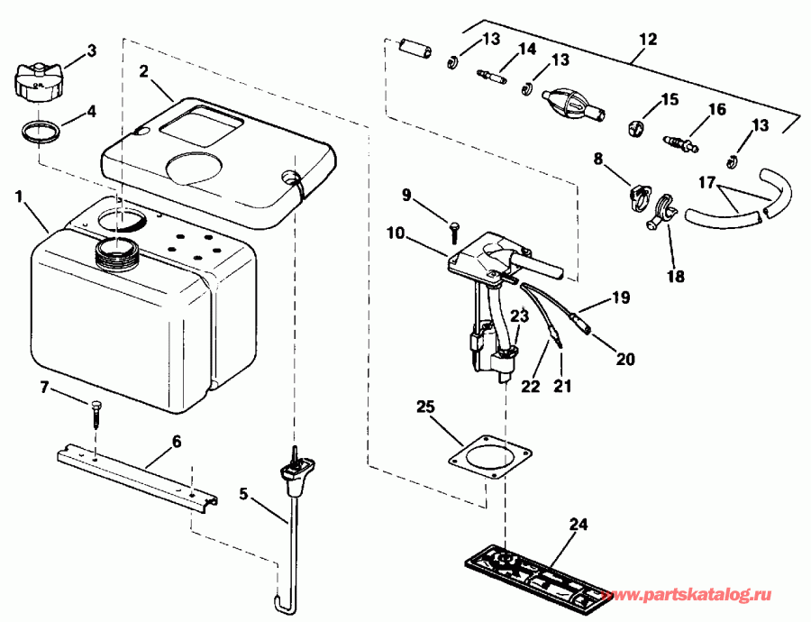 �������� ��������� ����� Evinrude E40TTLENM 1992  - .8 Gallon - 8 ������
