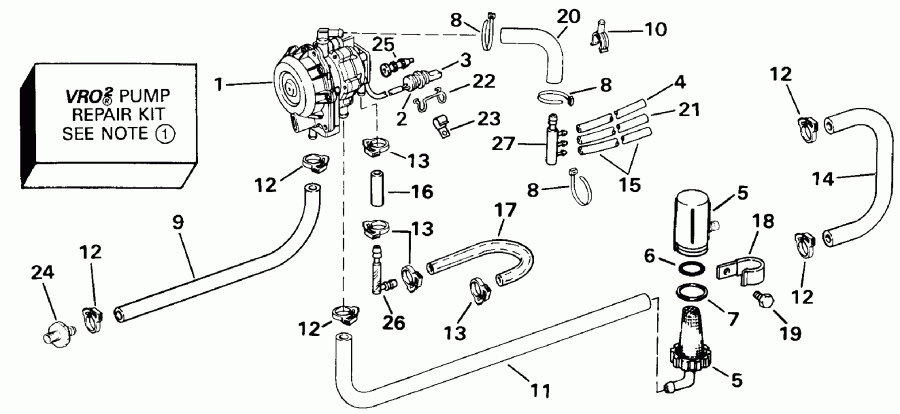 ��������� ��������� Evinrude E45RCENM 1992  - o2 Pump - o2 �����