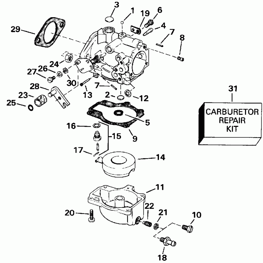  EVINRUDE E45RCLENM 1992  - 55 Models-15 In. Transom Early Production