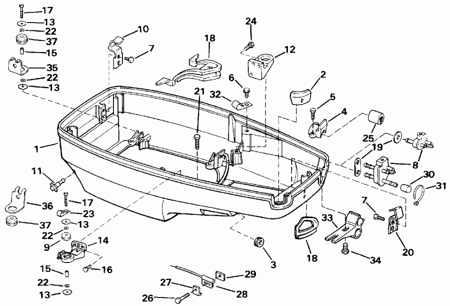 ����� Evinrude E45RCLENM 1992  - wer Engine Cover / wer ������ ��������� (�����)