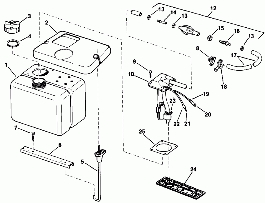 ����� EVINRUDE E45WMLENM 1992  - 8 ������ - .8 Gallon