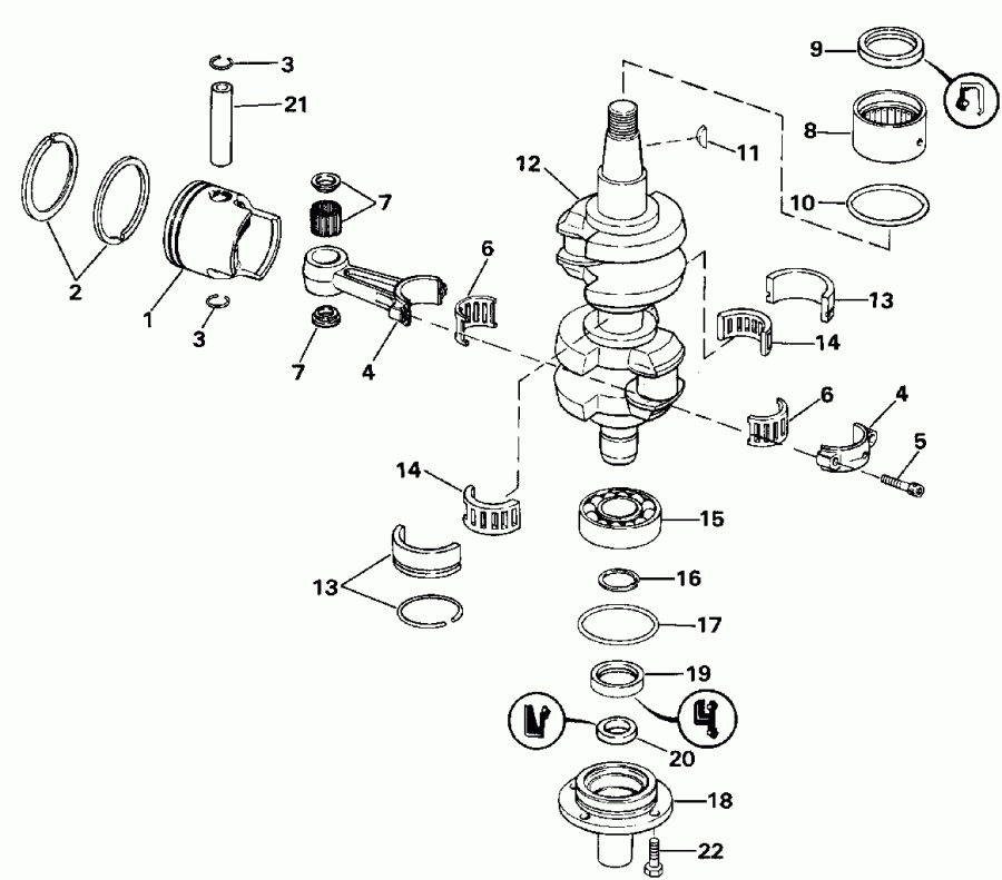 ��������� ������� E48ESLENB 1992  - ank��� & ������� - ankshaft & Piston