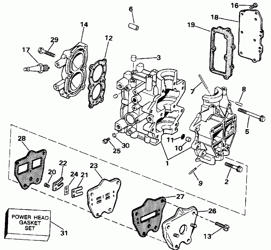 ��������� EVINRUDE E4RDHLENM 1992  - linder, ������ ���������, & �������� ��������� - linder, Crankcase, & Intake Manifold