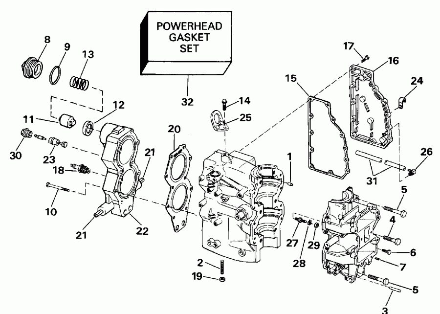 ��������� ����� ������� E50BEENJ 1992  - linder & Crankcase / linder & ������ ���������