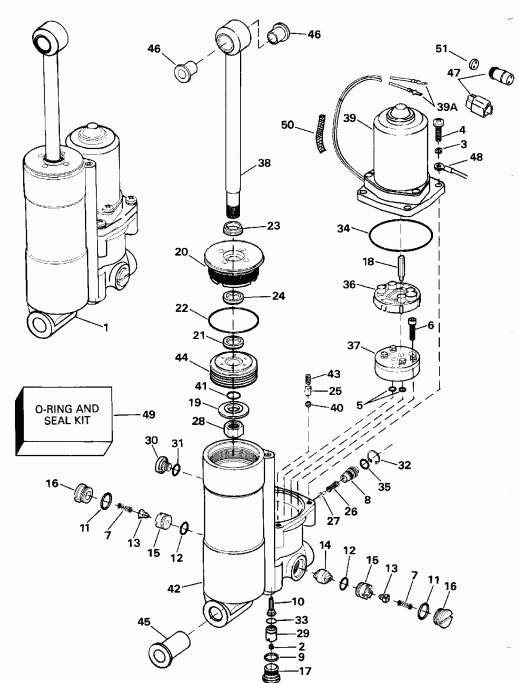  EVINRUDE E50BEENJ 1992  - wer Tilt & Trim - wer Tilt & Trim