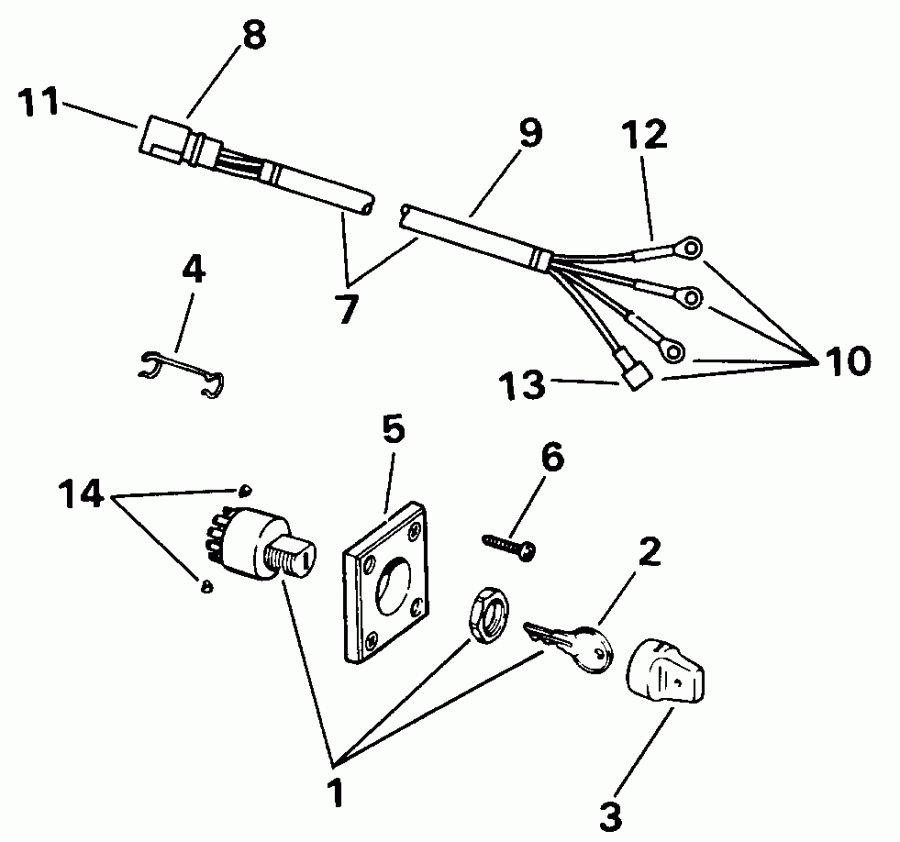 �������� ��������� ����� EVINRUDE E50BELENM 1992  - nition Switch & Cable 
