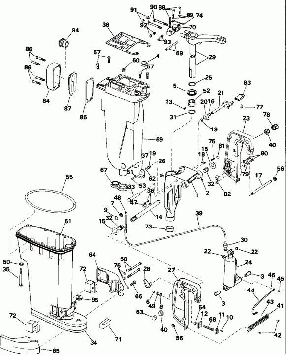��������� Evinrude E50RNLIB 1992  - haust Housing & Stern & Swivel Bracket - haust ������ & Stern & ���������� ���������