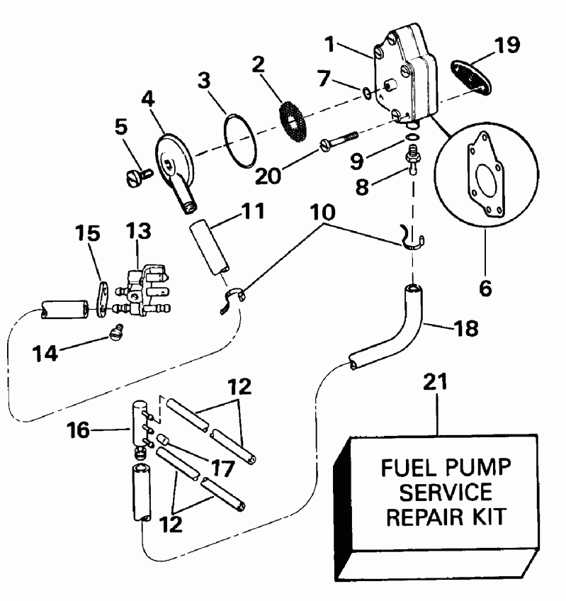 �������� ����� EVINRUDE E50TLENJ 1992  - el Pump And Filter / el ����� � ������