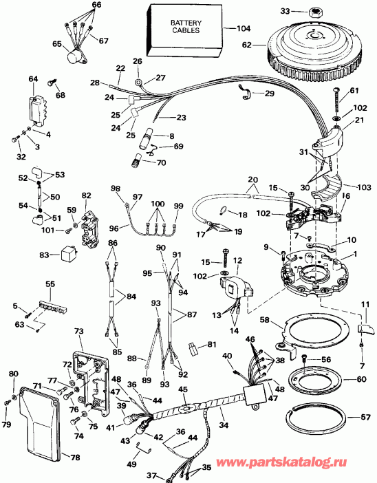 ��������� ��������� EVINRUDE E50TLENJ 1992  - Electric Start Te-ttl Mdls (