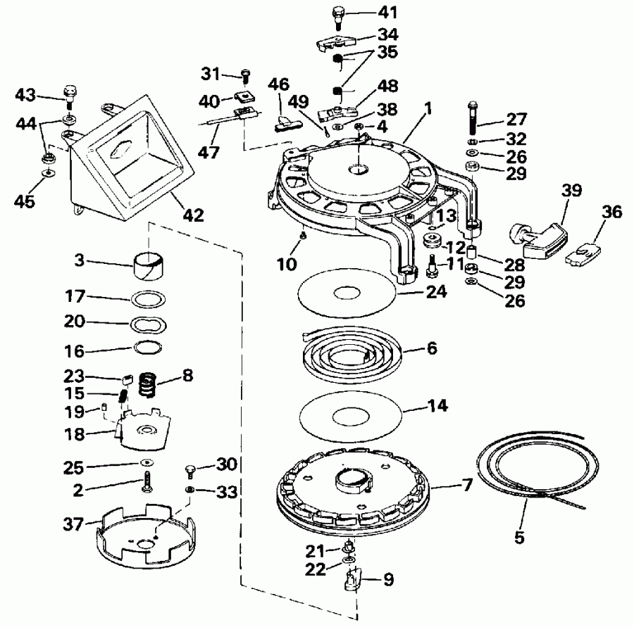 �������� ��������� ����� Evinrude E50TLENM 1992  - wind Starter - wind �������