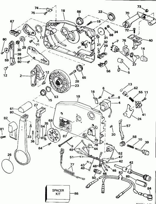 ����� EVINRUDE E55RWLENM 1992  - mote ���������� - mote Control