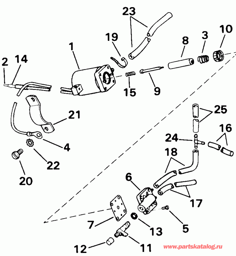��������� �������� ����� Evinrude E60ELENE 1992  - ectric Primer System Early Production