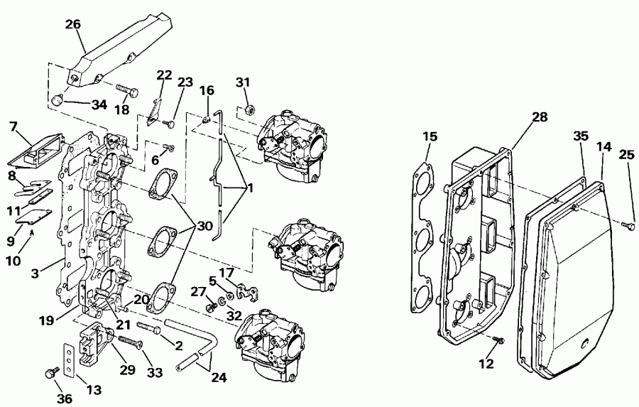  Evinrude E65WMLENE 1992  - take Manifold / take ���������