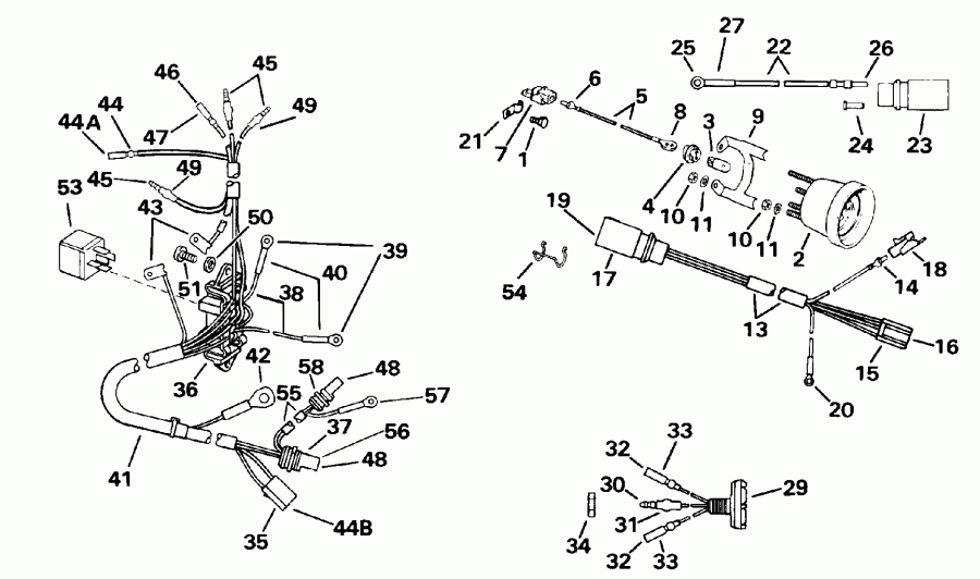 ��������� ����� Evinrude E70ELEND 1992  - wer Trim / tilt ���������