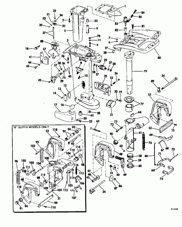 �������� ��������� ����� EVINRUDE E70TLEND 1992  - Manual Tilt