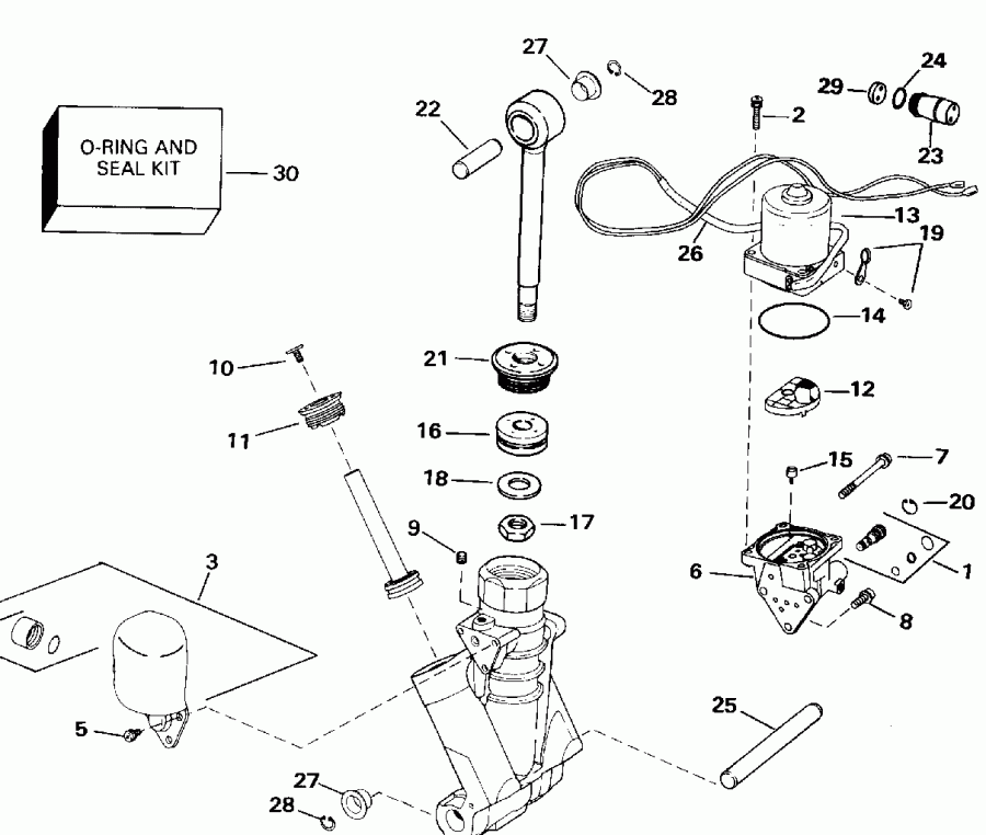    Evinrude E70TLEND 1992  - wer Trim / tilt Hydraulic Assembly - wer Trim/tilt Hydraulic Assembly