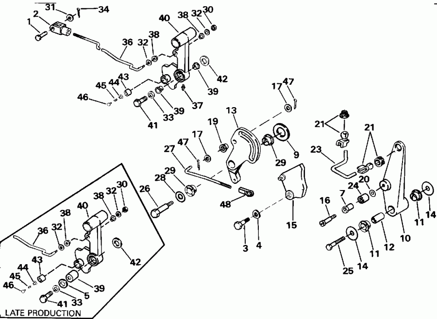  EVINRUDE E70TTLEND 1992  - ift & ����������� ��������age - ift & Throttle Linkage