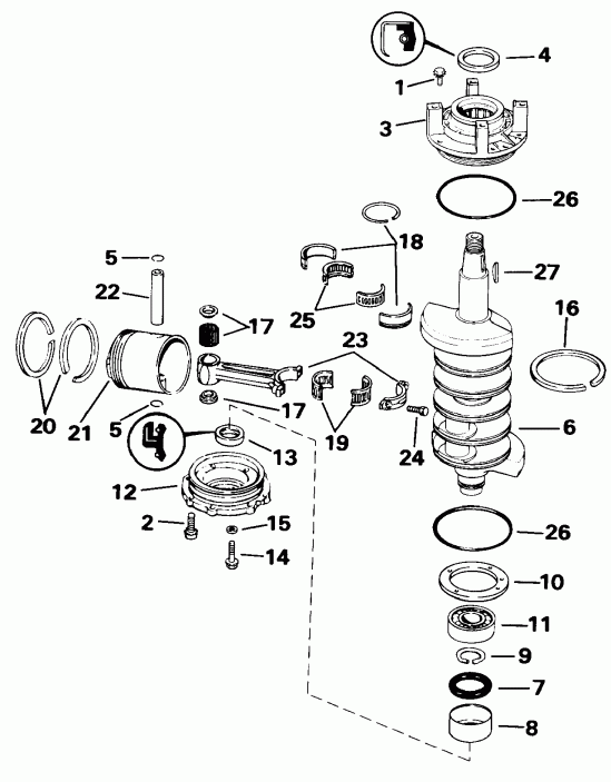 �������� ��������� ����� ������� E85TTLEND 1992  - ankshaft & Piston - ank��� & �������