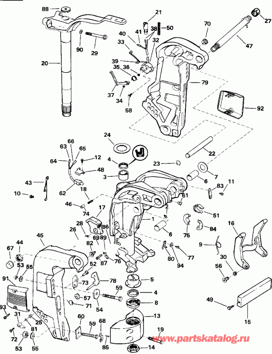 ��������� ����� Evinrude E88MSLENB 1992  - Power Trim/tilt / ���������������� ��������� �������