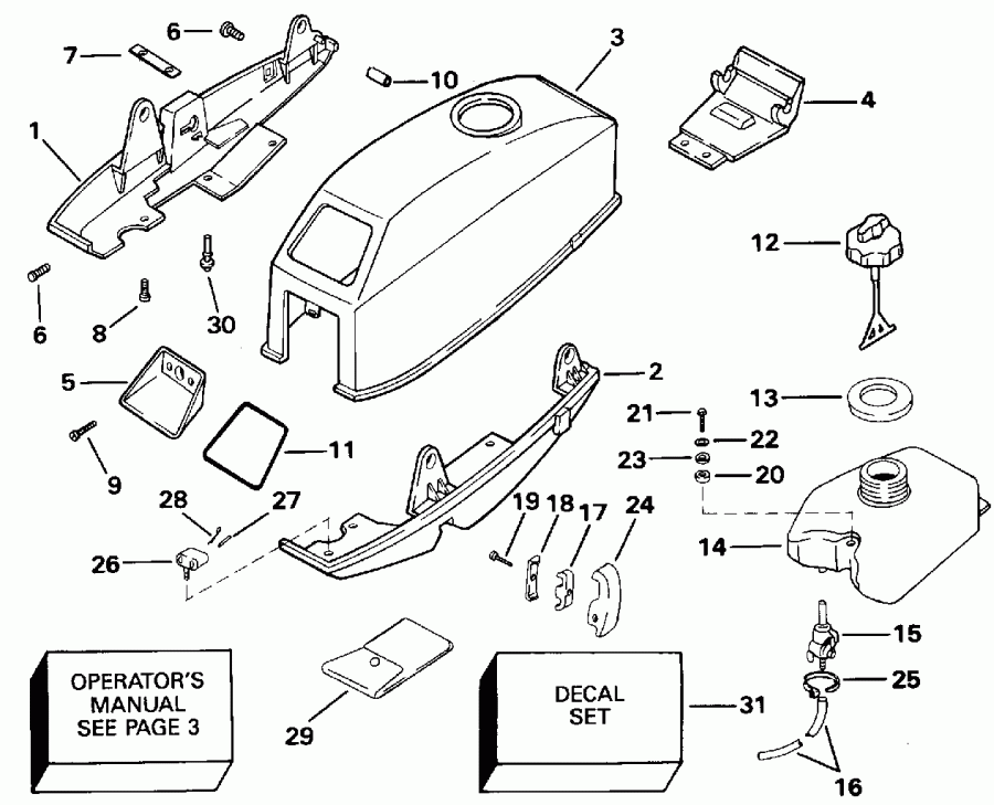 ����� ������� HE3RENR 1992  - Johnson / Evinrude & Integral Fuel Tank - Johnson / Evinrude & ���������� ��������� ���