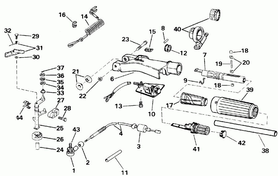  EVINRUDE TE10RELENA 1992  - ee������ Handle & ���������� ��������� - eering Handle & Throttle Control