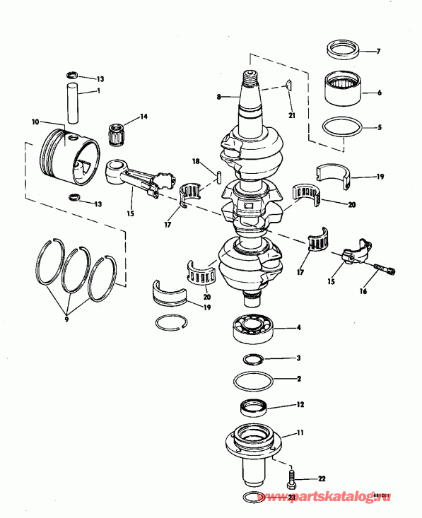 ��������� EVINRUDE TE20CRLEND 1992  - linder & Crankcase
