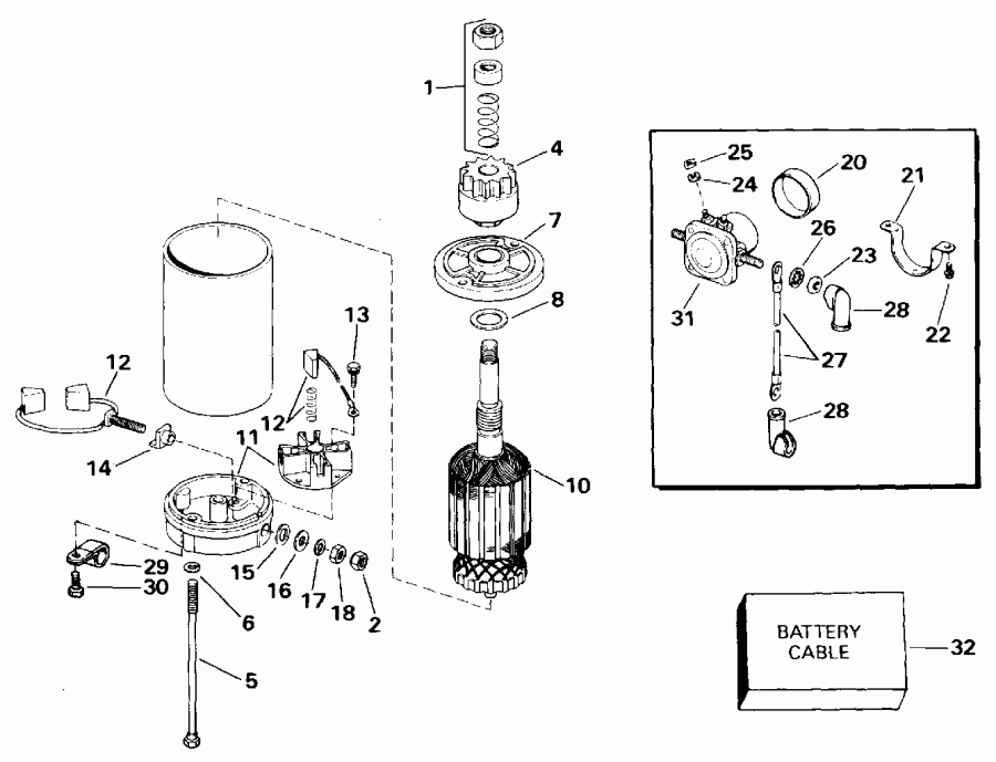 �������� ��������� ����� EVINRUDE TE25ELENS 1992  - ectric ������� & Solenoid
