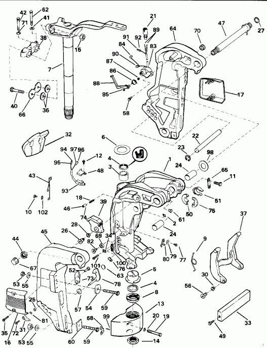 ��������� EVINRUDE TE60TLENE 1992  - Power Trim/tilt