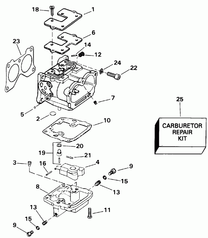 ��������� �������� ����� Evinrude TE90TLEND 1992  - rburetor / rburetor