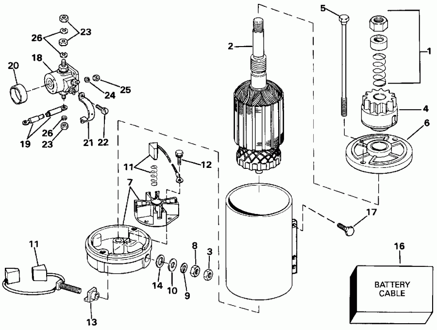 ��������� ��������� Evinrude TE90TLEND 1992  - ectric Starter & Solenoid