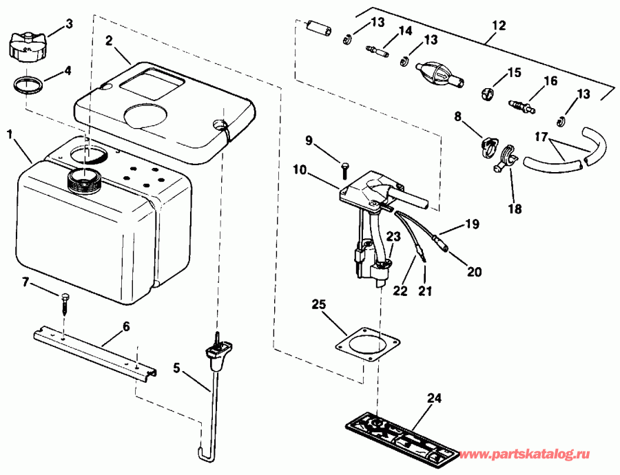 �������� ��������� ����� EVINRUDE TE90TLEND 1992  - .8 Gallon / 8 ������