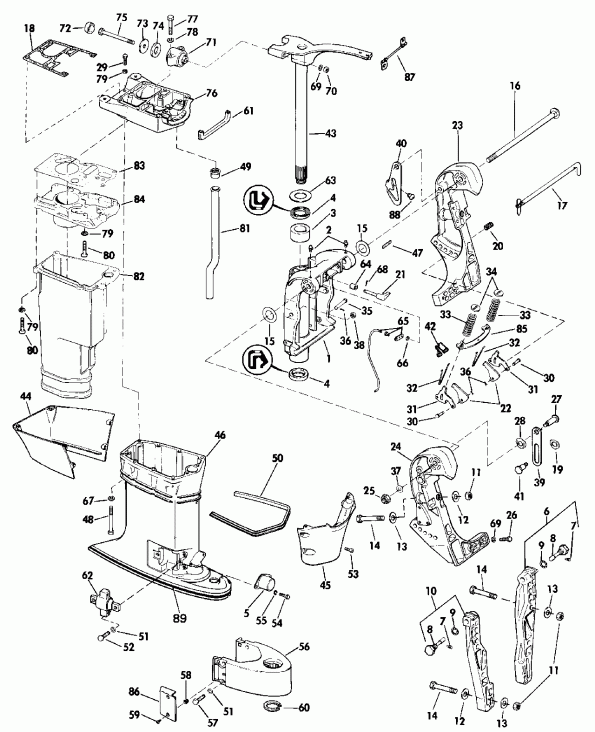 �������� ��������� ����� EVINRUDE VE120TXEND 1992  - dsection