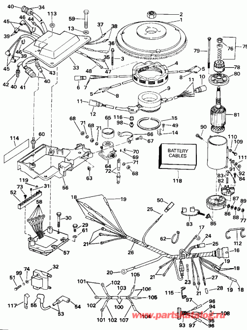 �������� ����� EVINRUDE VE140TLENS 1992  - nition System & Starter Motor / nition System & ��������� ��������