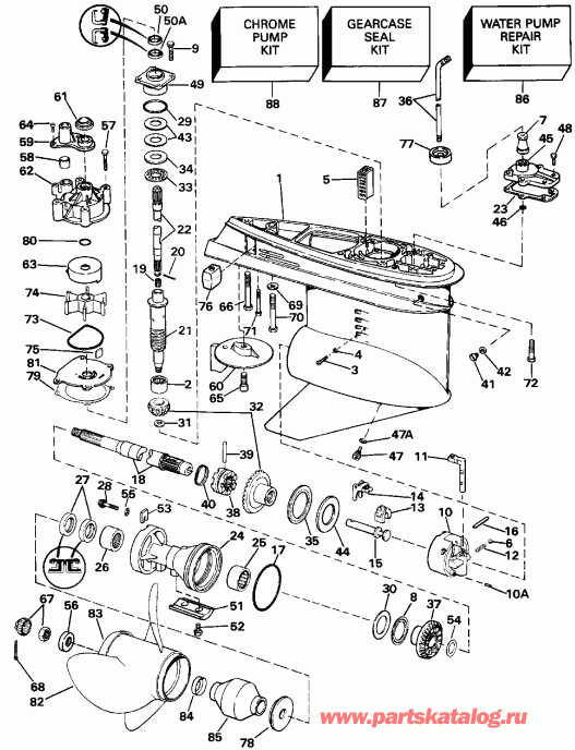 ��������� Evinrude VE140TXENS 1992  - 140tx Standard Rotation - 140tx �������� Rotation