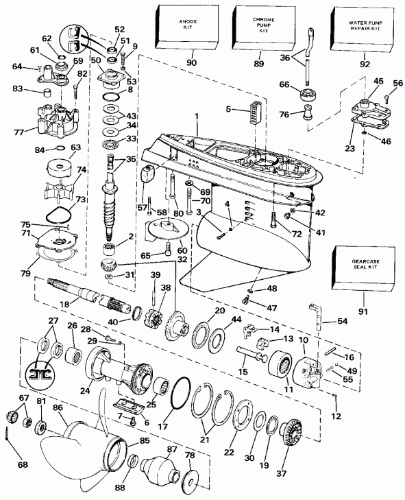  EVINRUDE VE150ELENC 1992  - wer Trim/tilt Hydraulic Assembly / wer Trim / tilt Hydraulic Assembly