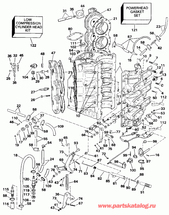 ��������� ����� Evinrude VE200SLENS 1992  - linder & ������ ��������� / linder & Crankcase