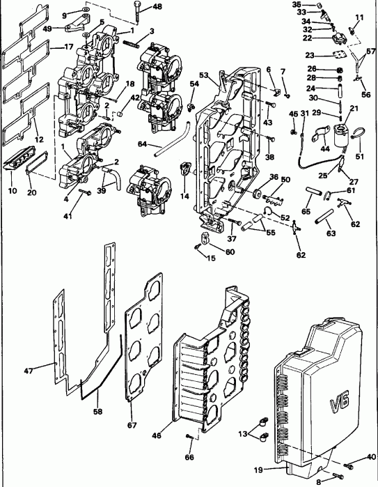 �������� ����� EVINRUDE VE200TXENE 1992  - take Manifold / take ���������