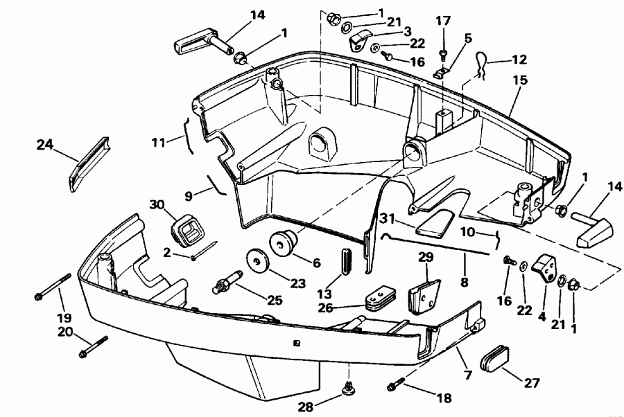 ��������� �������� ����� EVINRUDE VE225TLENR 1992  - wer Engine Cover - wer ������ ��������� (�����)