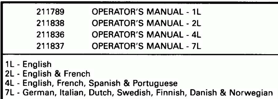 �������� ����� Evinrude VE225TXENR 1992  - terature Chart