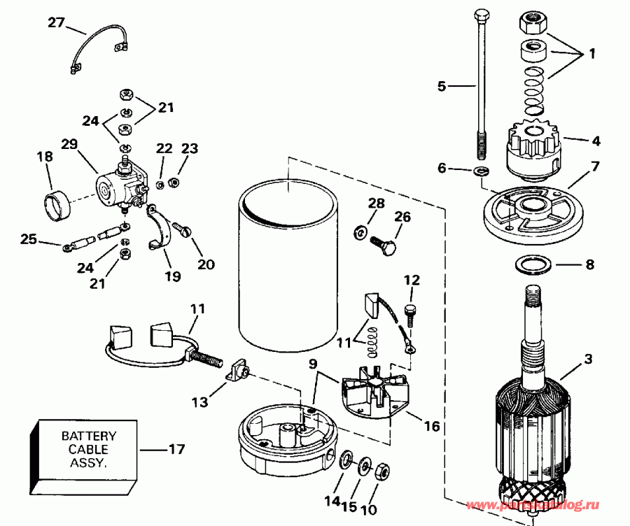 EVINRUDE VE50BELENM 1992  - ectric Starter & Solenoid - ectric ������� & Solenoid